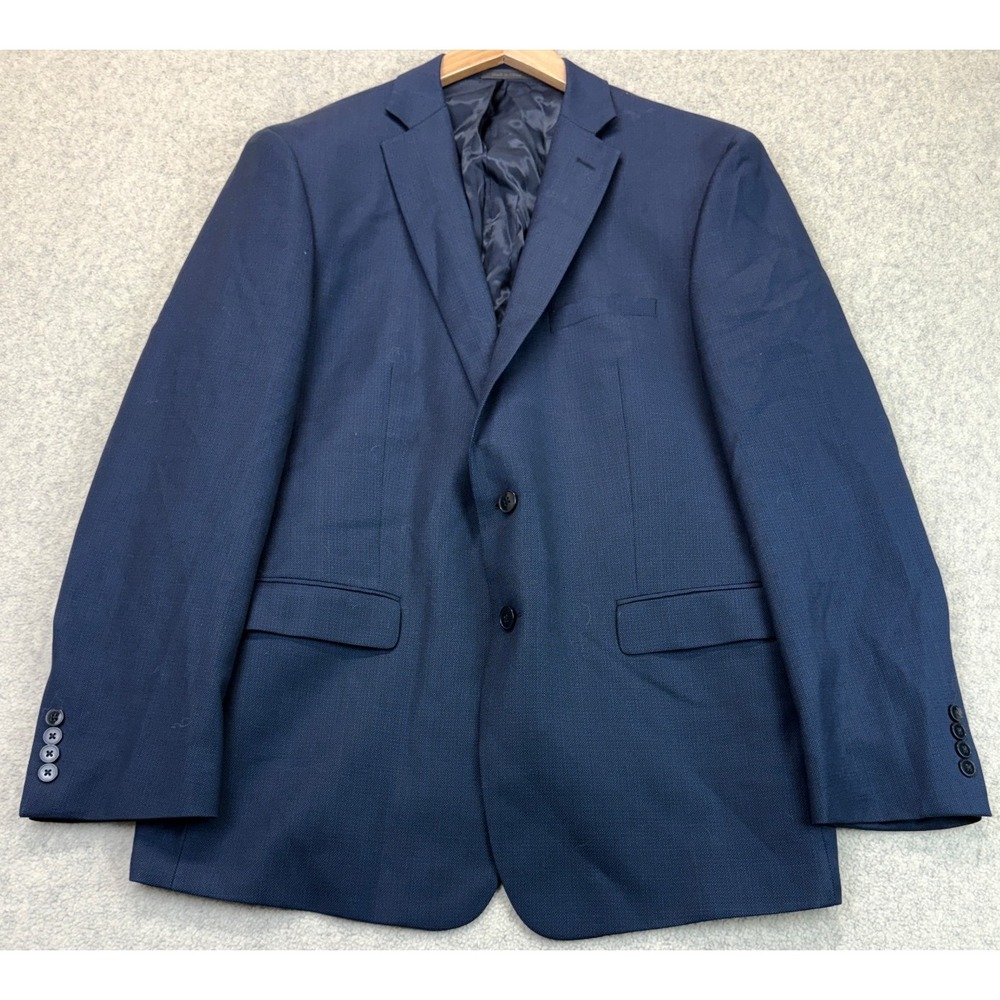 Calvin Klein Mens Extreme Slim Fit Suit Jacket Navy Wool Two Button Front 48R